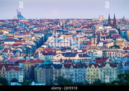 Abendpanorama`s Prager Innenstadt Stockfoto